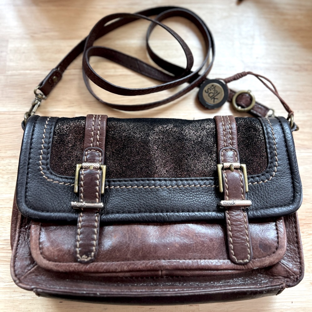 The Sak leather metallic crossbody purse